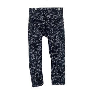Lululemon Wunder Under Crop Leggings Blue Black Size 6